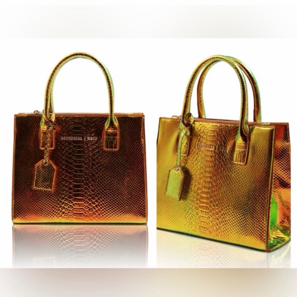 VGUC Nathanial Noir Python Liquid Gold Handbag - Picture 6 of 7